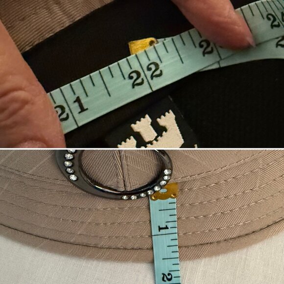 Goorin Bros Womens Beige Pinstripe Bucket Hat Rhinestone Accent Medium - Picture 5 of 15